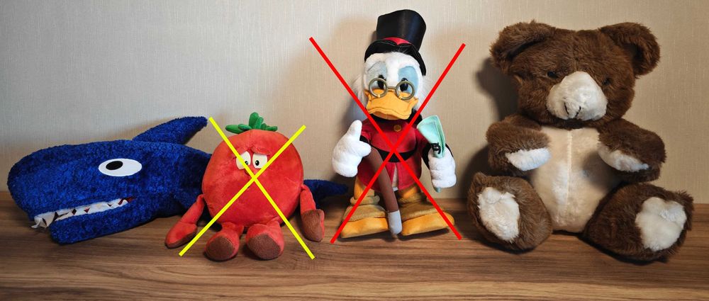 Мягкая игрушка (2 штуки): мишка и акула