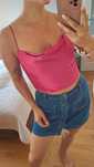 Bluzka top h&m różowa satyna gorset 38