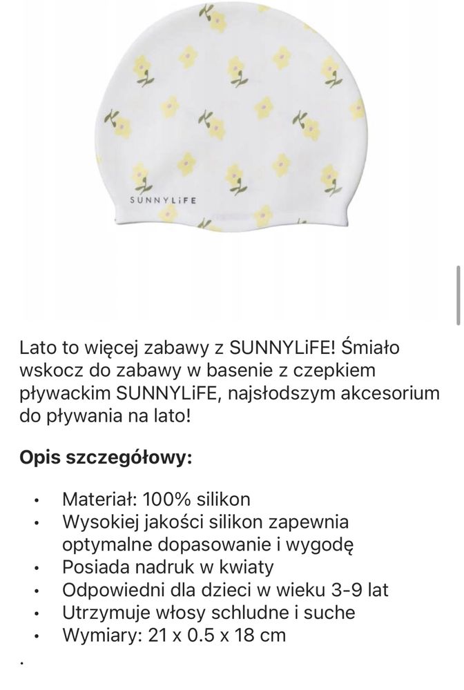 Czepek dziecięcy Sunny Life silikonowy