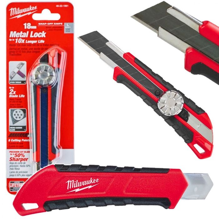 Nóż Nożyk Milwaukee Z Ostrzem Łamanym Do Tapet Mocny Tapeciak 18mm