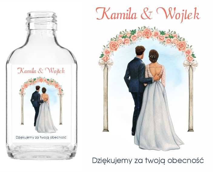 Butelki setki na WESELE ŚLUB dla gości podziękowanie DUŻO WZORÓW