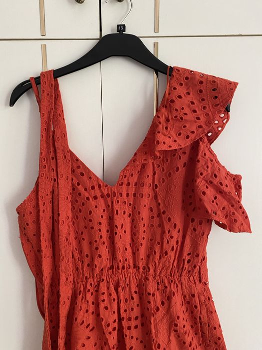 Letnia ażurowa sukienka mini czerwona River Island 38/M