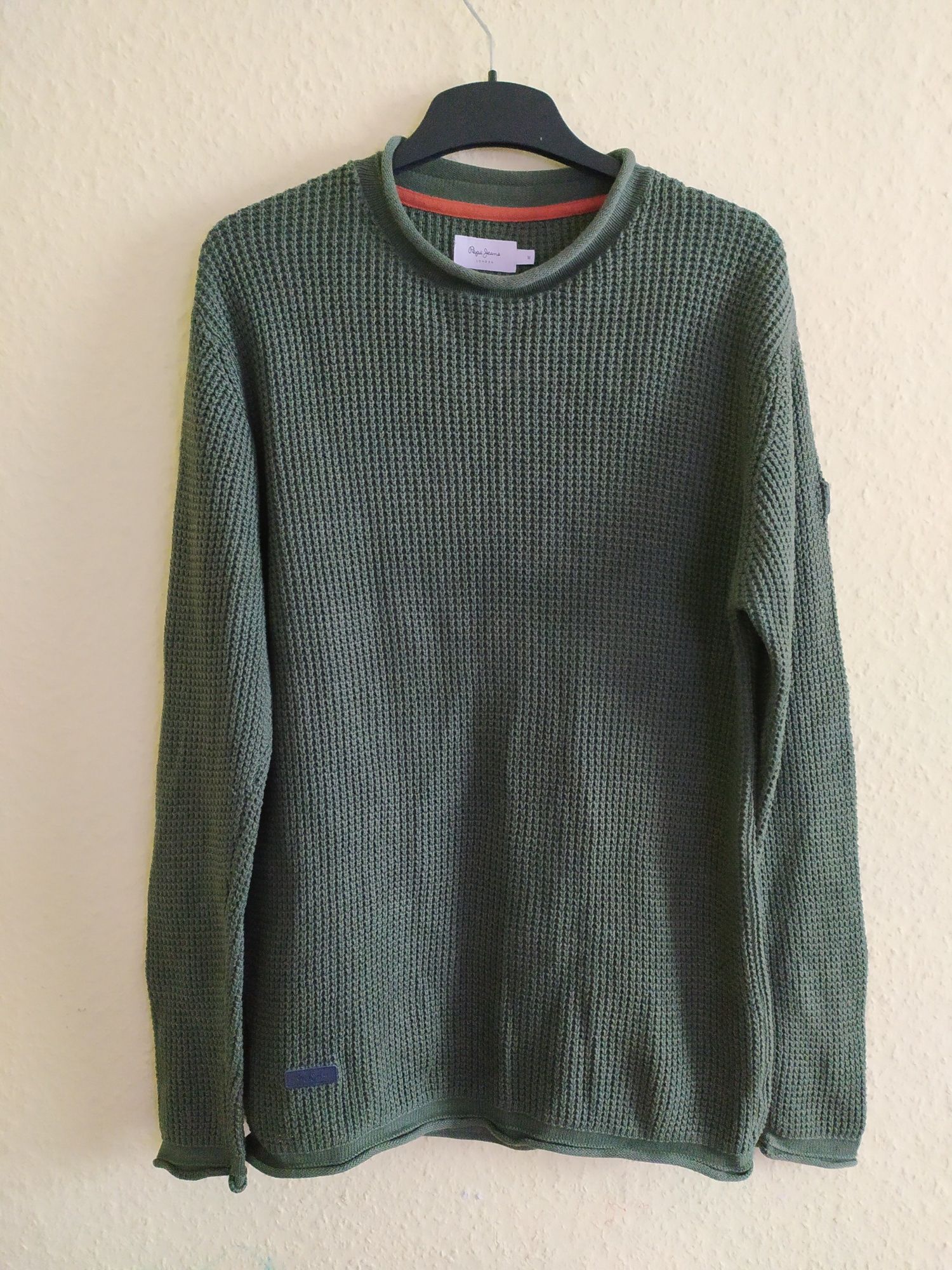 Sweter męski khaki o świetnym splocie 100% bawełna r. M/L Pepe Jeans