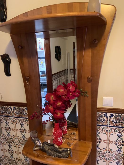 Móvel madeira maciça com bengaleiro Hall Entrada