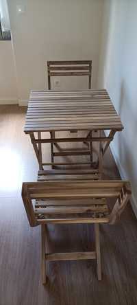 Mesa e cadeiras de madeira para Varanda ou esplanada