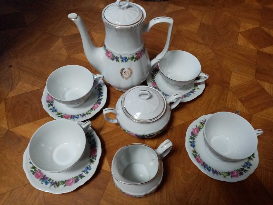 Zestaw kawowy / herbata porcelana polska 15 elementów