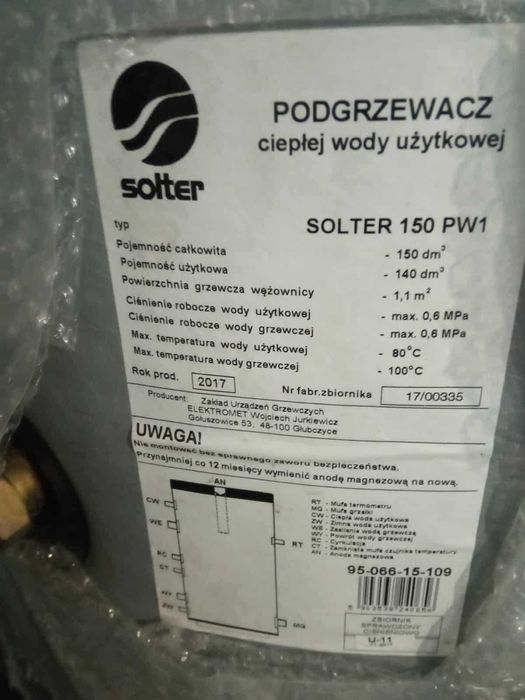 Podgrzewacz ciepłej wody użytkowej SOLTER 150 PW1