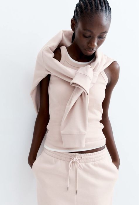 Базова майка в рубчик H&M  топ h&m