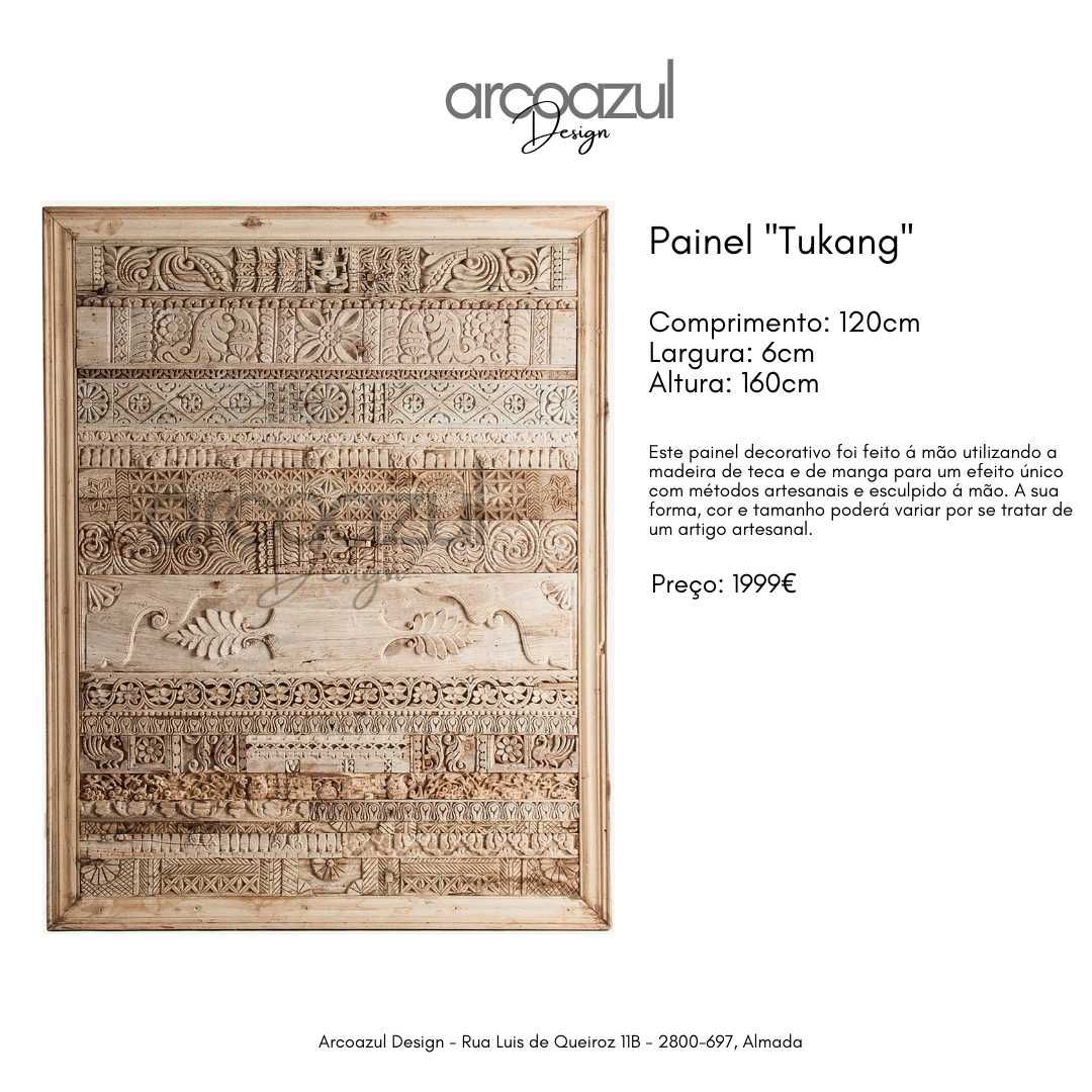 Exclusivo: Painel de Madeira Artesanal Tukang 120x160cm By Arcoazul