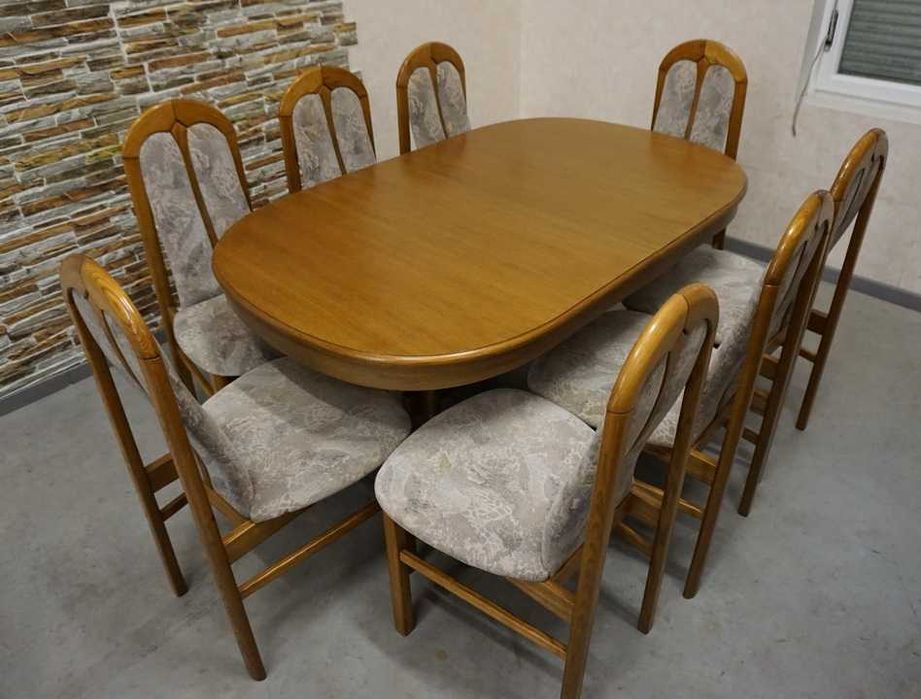 Stół Dębowy Rozkładany 4 Wstawki do 360 cm + 8 Krzeseł L-202