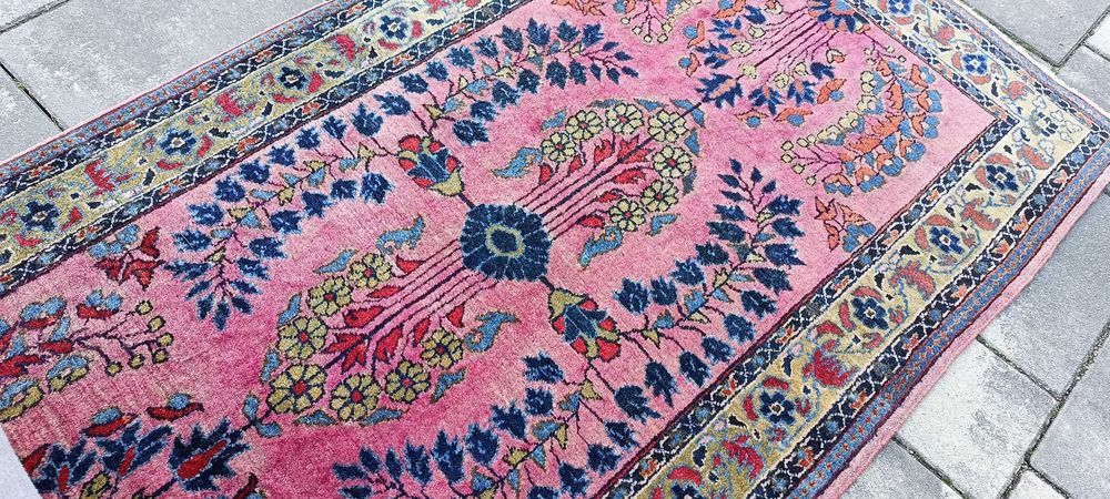 Sarouk perski dywan tkany ręcznie wełna z jedwabiem 125 x 66 cm piękny