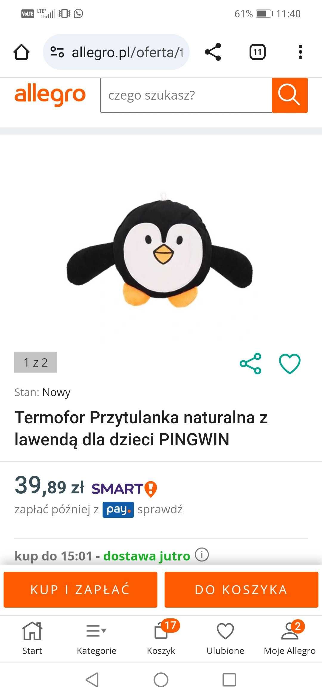 Przytulanka z lawendą pingwinek