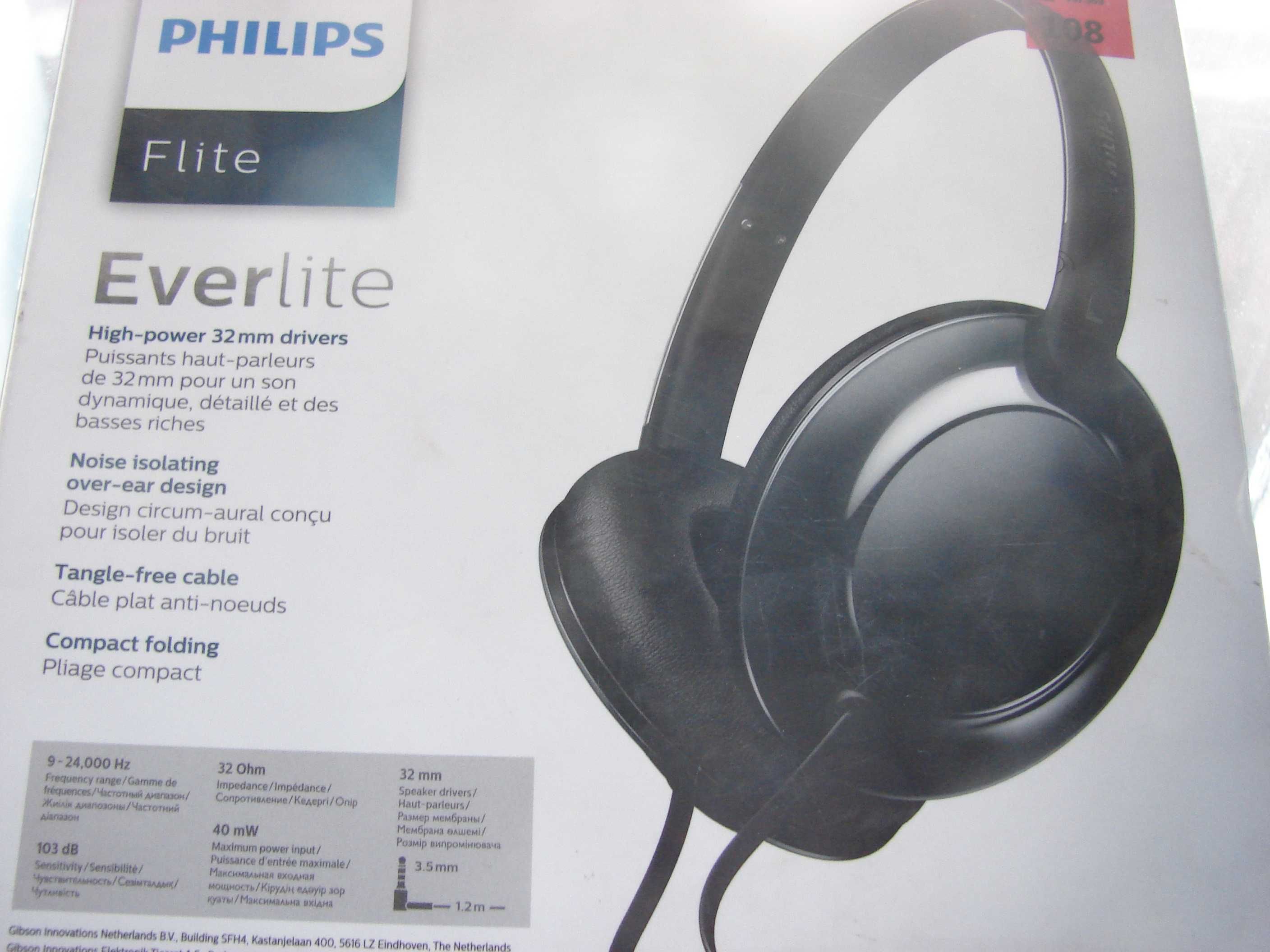 Philips Flite EverLight  clean sound Наушники глубокий бас Новые