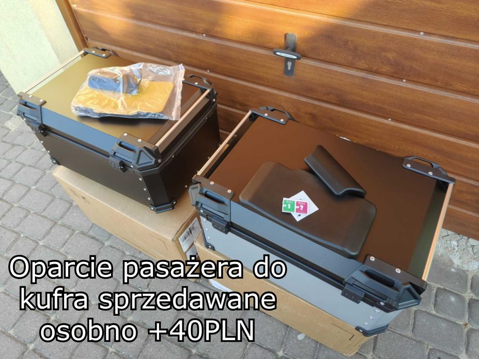 Aluminiowy Kufer motocyklowy centralny 65L na DWA kaski + PŁYTA