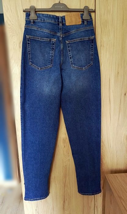 Spodnie mom fit jeans h&m s/m super wysoki stan