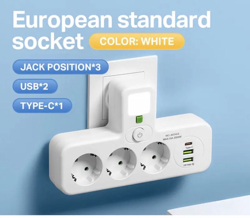 Adaptador USB com Ficha Europeia e 2 Portas USB