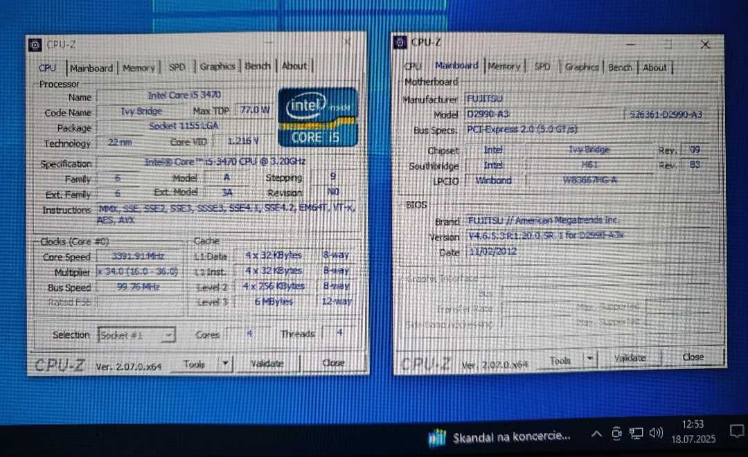 Zestaw Intel 1155 płyta główna + procesor i5 3470 + chłodzenie
