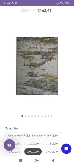 Carpete 200x290 Mármore Amarelo + 2 almofadas