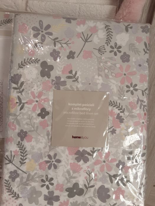 Pościel Home&You 160x200cm Mikrofibra NOWA biały szary puder SUPER CEN