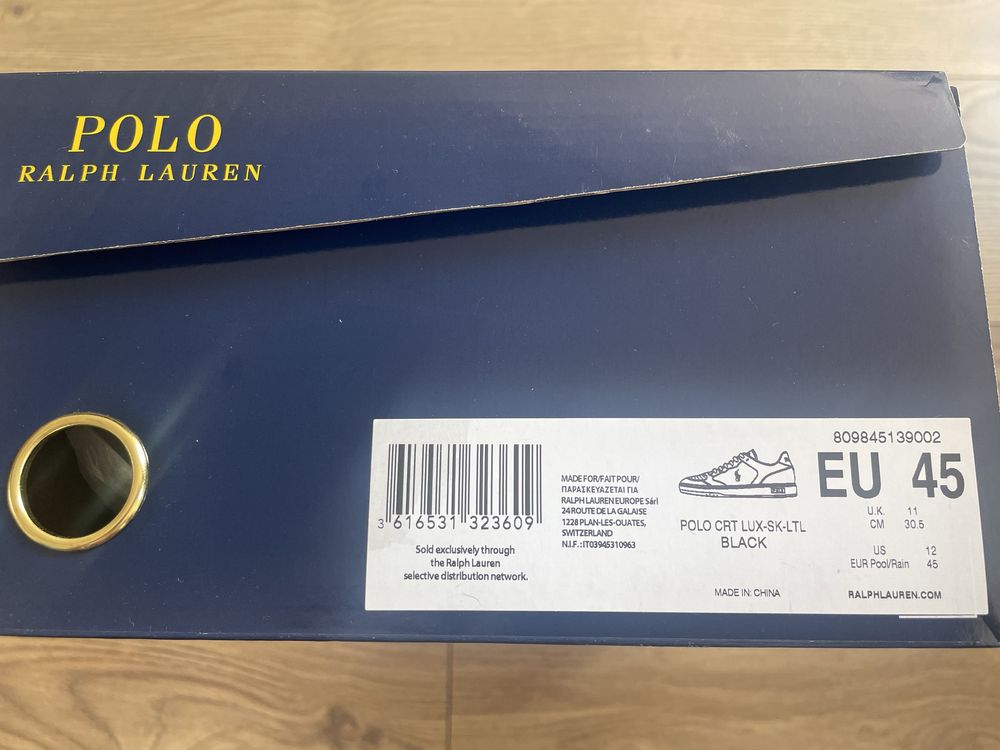 Polo Ralph Lauren Czarne Skórzane Sneakersy