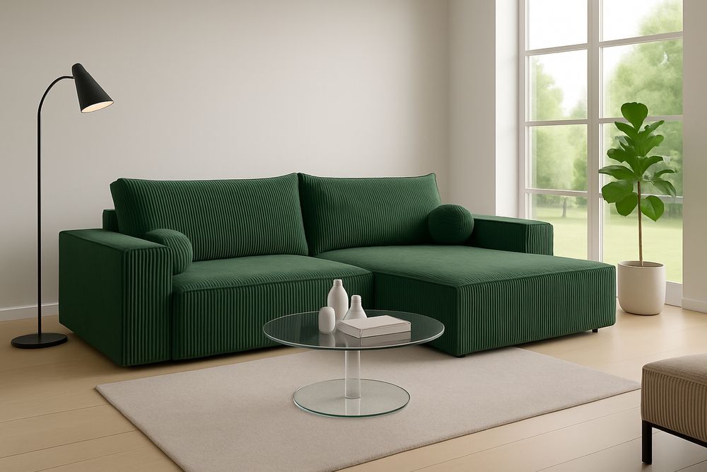 Narożnik rozkładany kanapa COBO L mini 255 cm sztruks funkcja spania