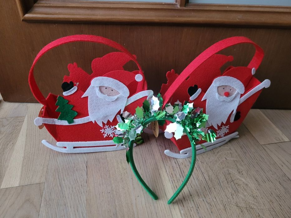 Koszyczki sanie świąteczne i opaska