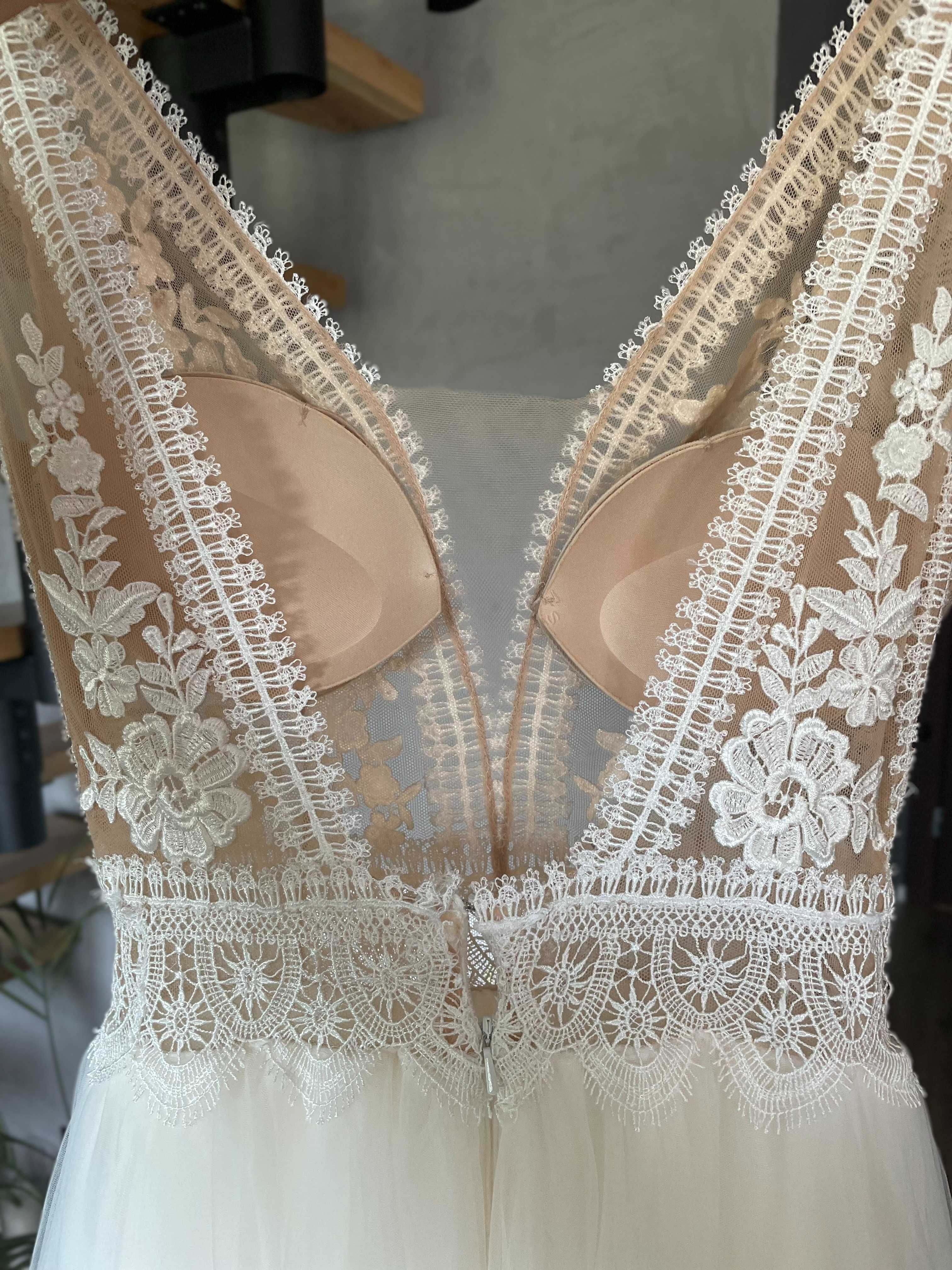 Suknia Ślubna Elizabeth rozmiar S/36 BOHO, RUSTYKALNA