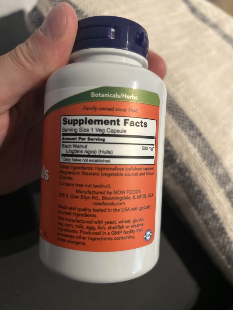 Black walnut hulls 500mg 100 veg kaps.