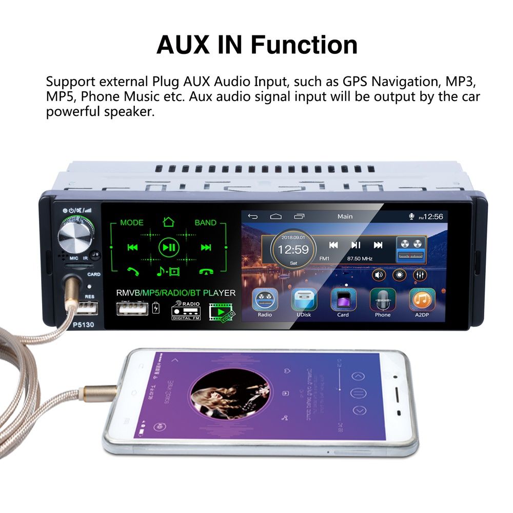 Rádio 1din 4,1" Bluetooth dual USB RDS + microfone + comando volante