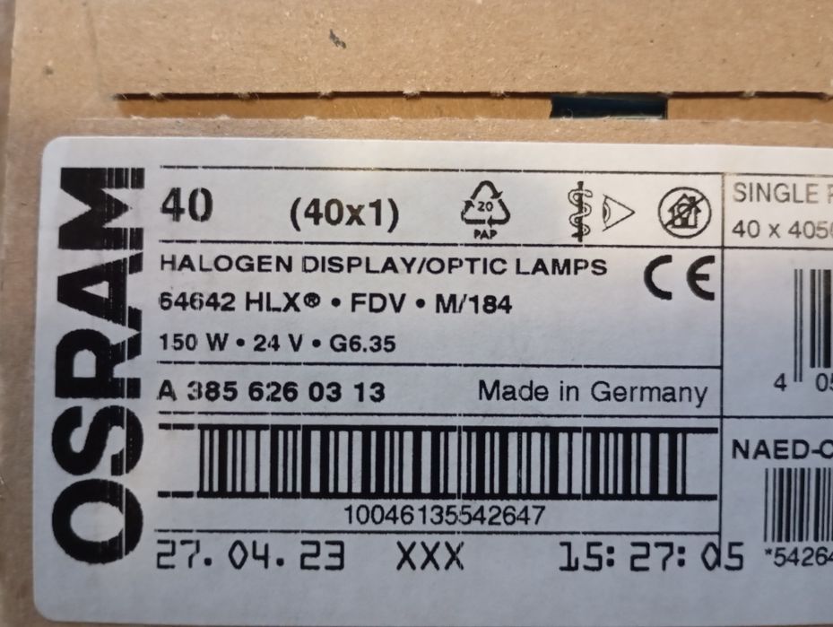 Лампа галогенная Osram HLX 150W 100W 24V, 50W 12V