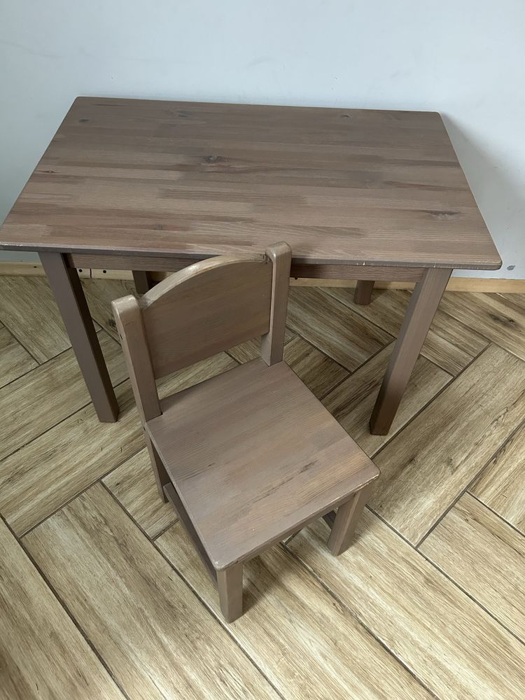 Ikea Sundvik stolik i dwa krzesełka szarobrązowy
