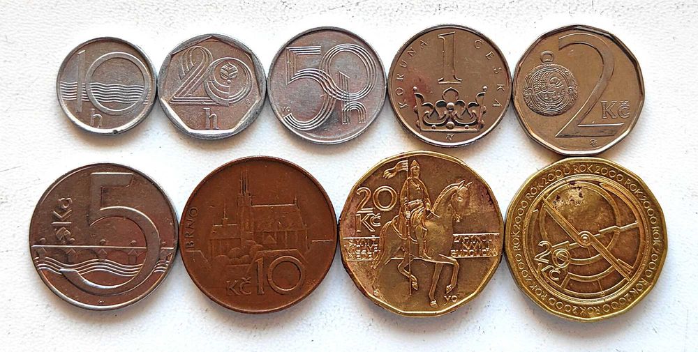 Набор монет Чехии (геллеры, кроны), 9 шт