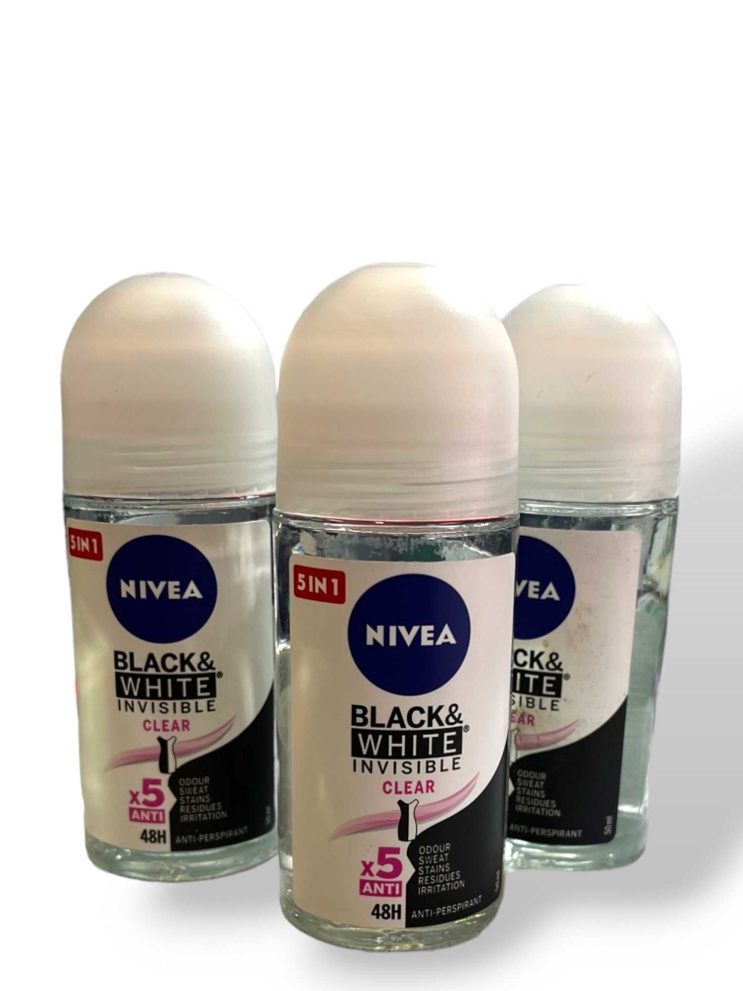Zestaw NIVEA Black&White Invisible Clear dezodorant 3x50ml