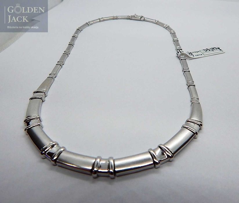 Złoty naszyjnik typ Kolia białe złoto pr. 585 długość 45cm waga 33,73g