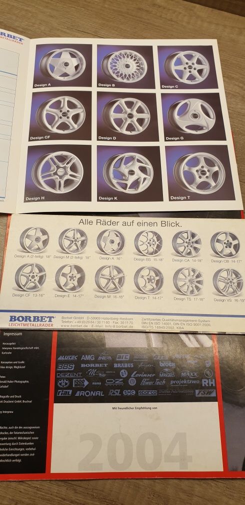 Prospekt Borbet BMW Audi Mercedes Nissan Fiat VW - 3 sztuki