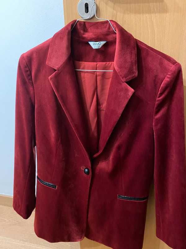 Blazer veludo vermelho cereja