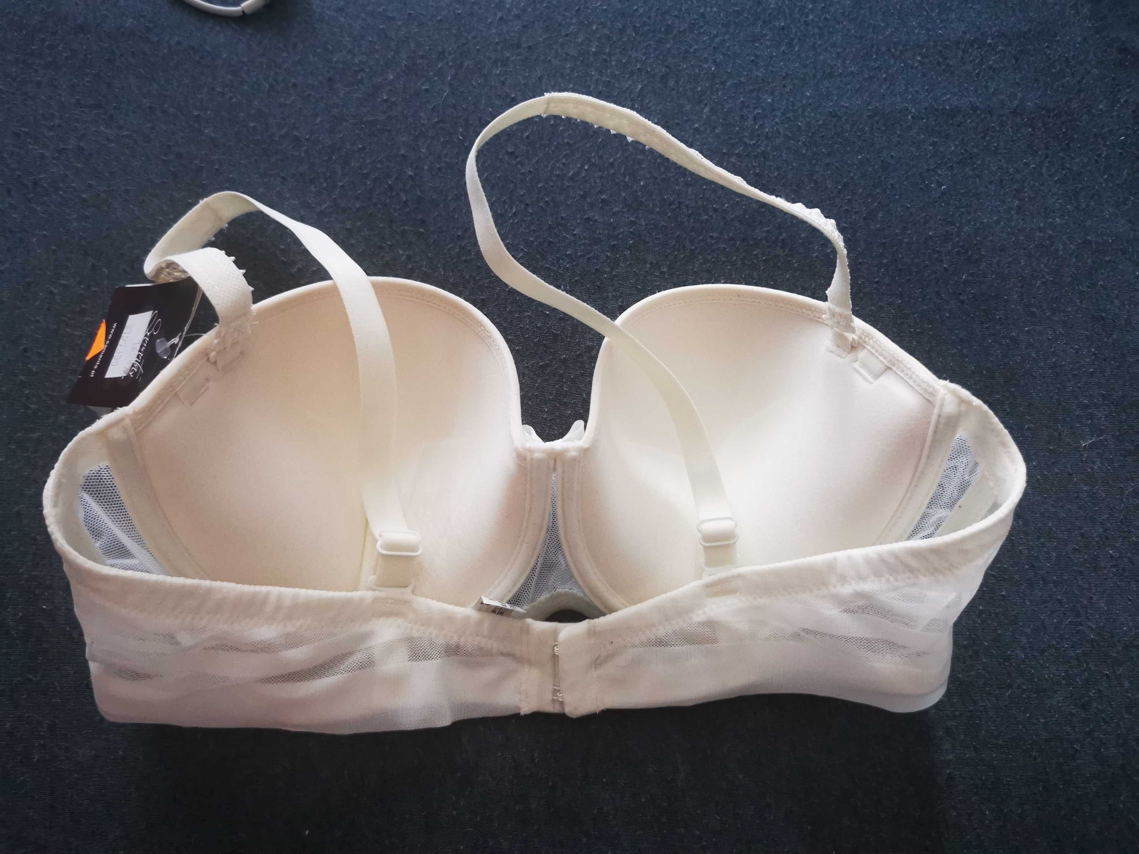 Biustonosz Bardotka Push up  Samanta model A472 80b NOWY ecru