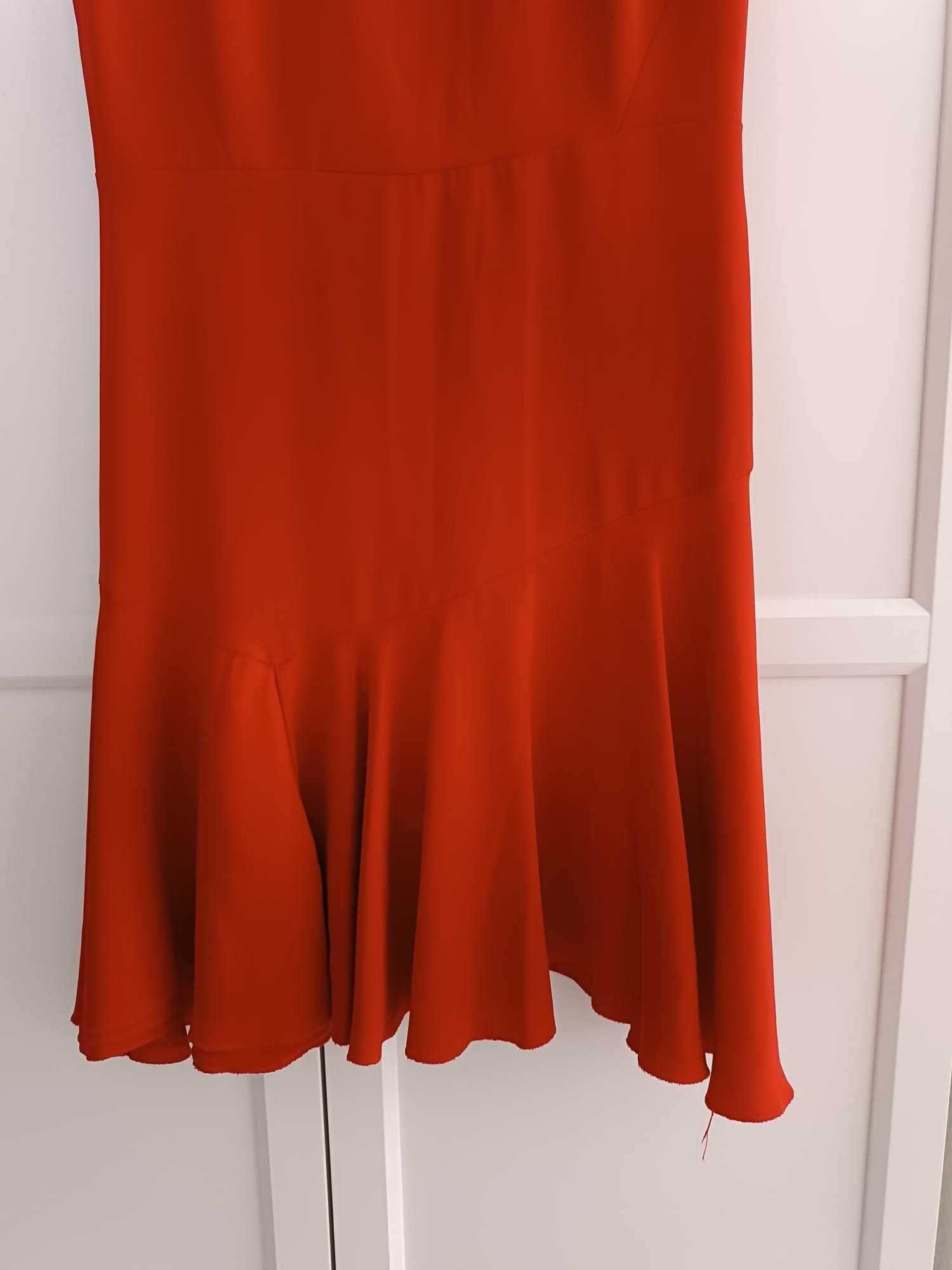 Vestido Vermelho Mango Colletion c/ Folhos