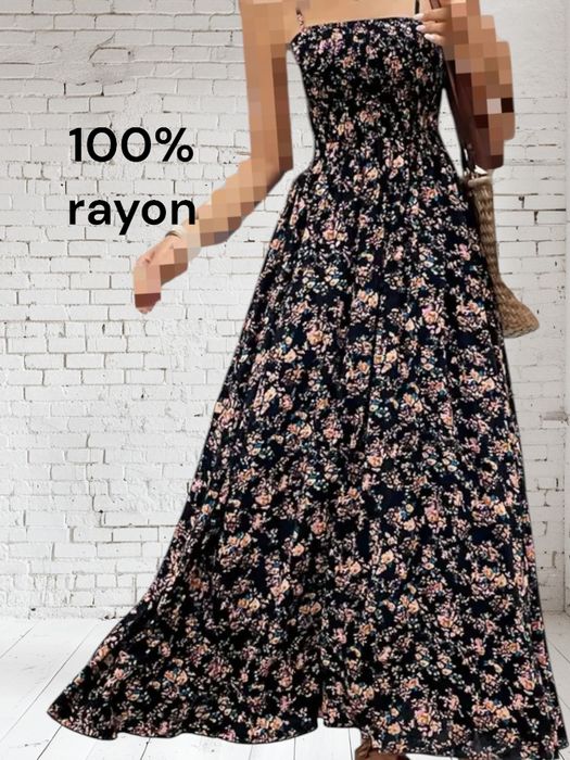 Outlet Sukienka letnia boho na ramiączkach  100% rayon XL