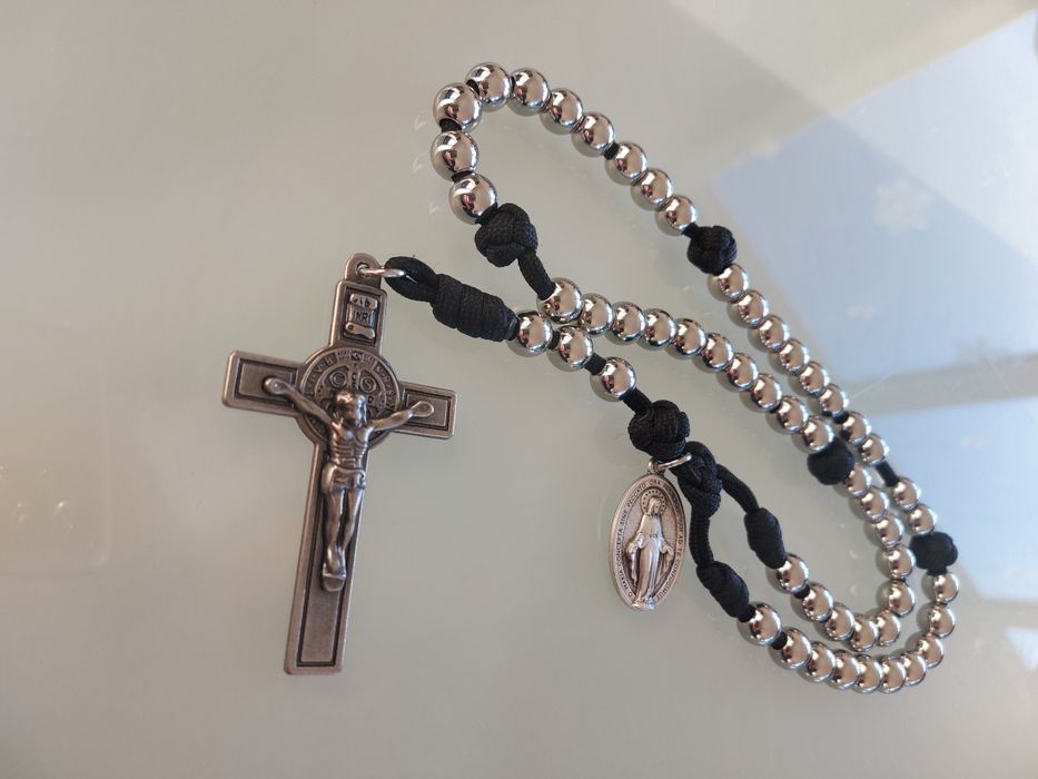 Różaniec duży stal nierdzewna 1cm paracord