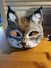 Maska ręcznie robiona. Ryś Kot Therian