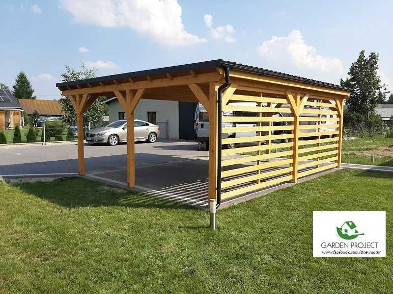 wiata carport2 płaski dach ażur montaż