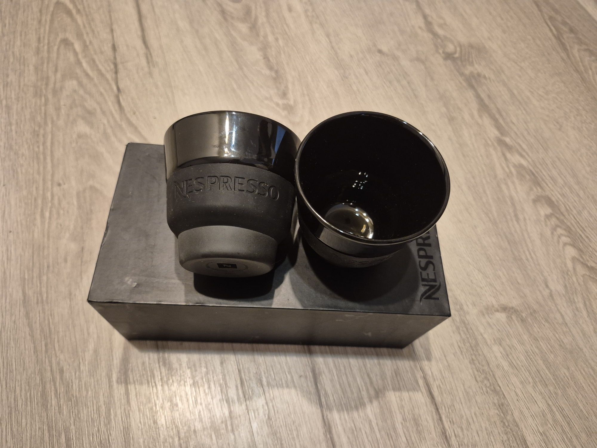 Nespresso 2 Black Touch Cappucino Cups Filiżanki 80ml Porcelana NRFB
