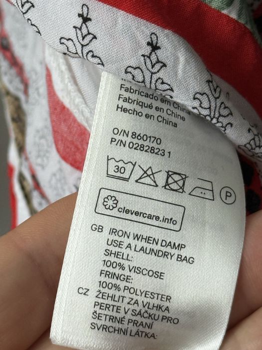 H&M Coachella Bluzka w kwiaty z frędzlami wiskoza rozmiar 36