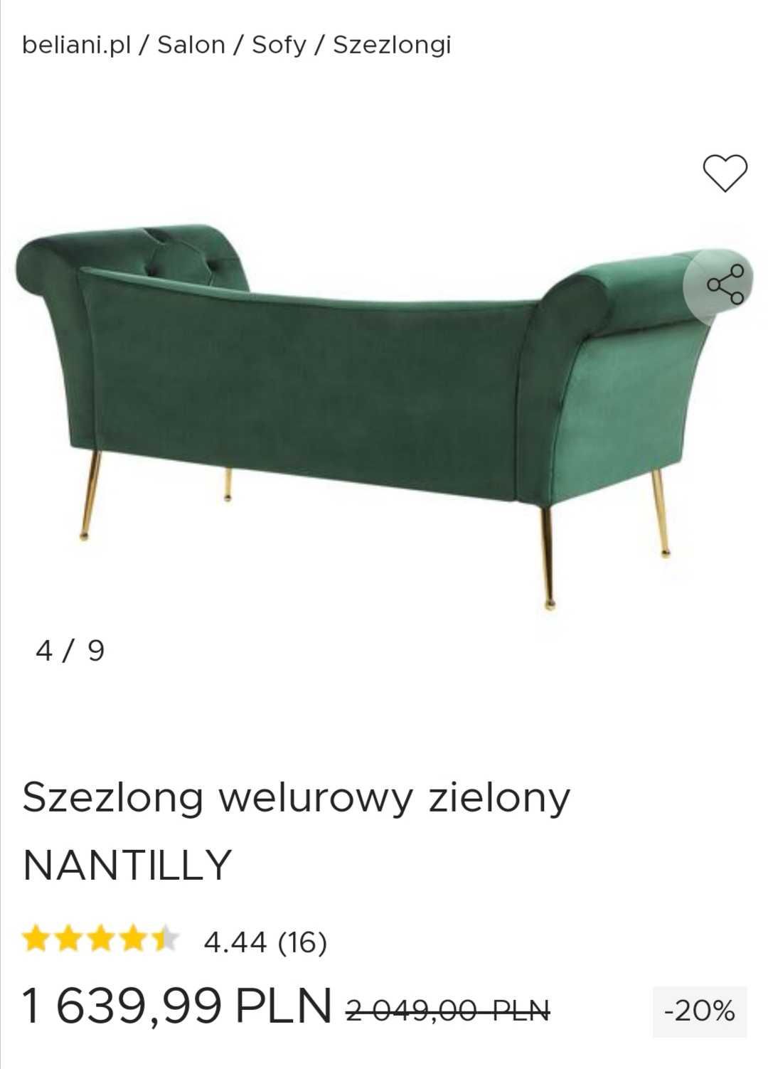 Szezlong Beliani ciemnozielony