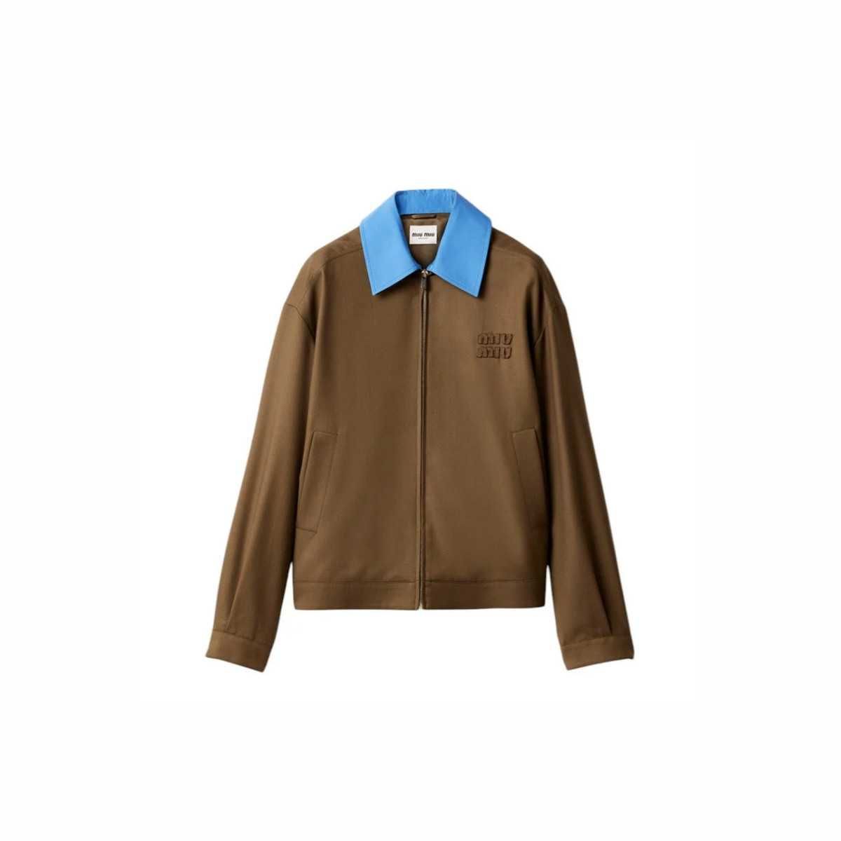 Жакет Miu Miu Gabardine Blouson Jacket With Poplin Collar Tundra