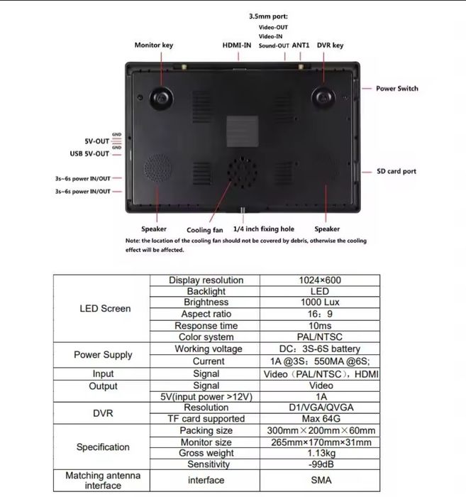 FPV Монітор Hawkeye Captain X 10.2 , 3.3Ггц.