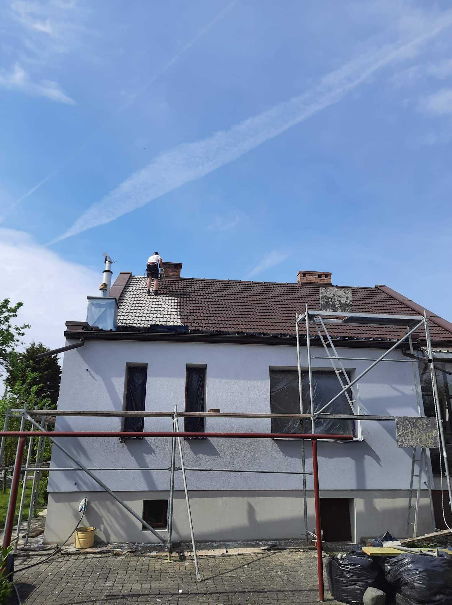 Dachy - okucia kominów , montaż podbitki wymiana rynien .