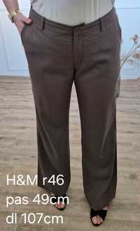 Brązowe spodnie z szerokimi nogawkami H&M r46