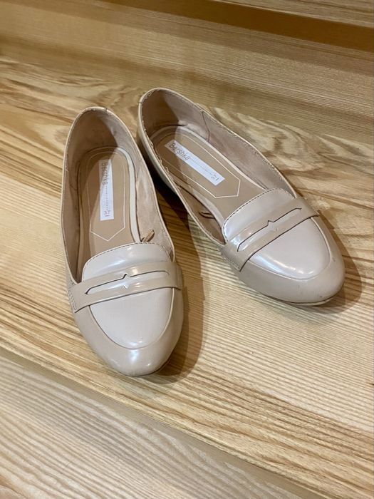 Bershka, beżowe baleriny lordsy, rozmiar 37
